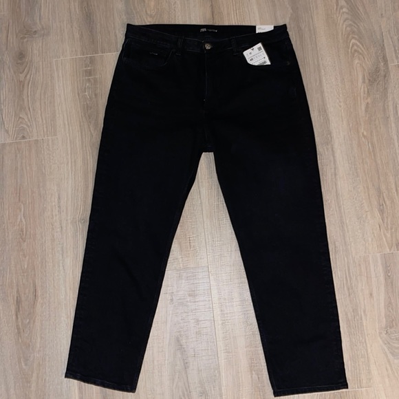 Zara Black Jeans NEW Slim Cut Hi-Rise Ankle Length Size 14 - Picture 7 of 12